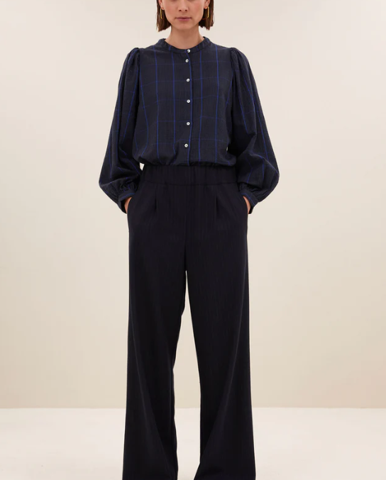 BLOUSE RIKKI BLUE CHECK ~ BY BAR